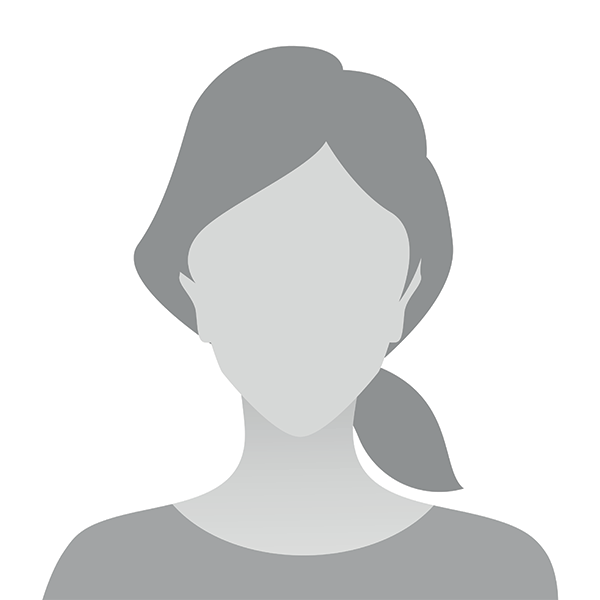 The image is a grayscale icon of a female silhouette with a hair accessory, set against a white background.